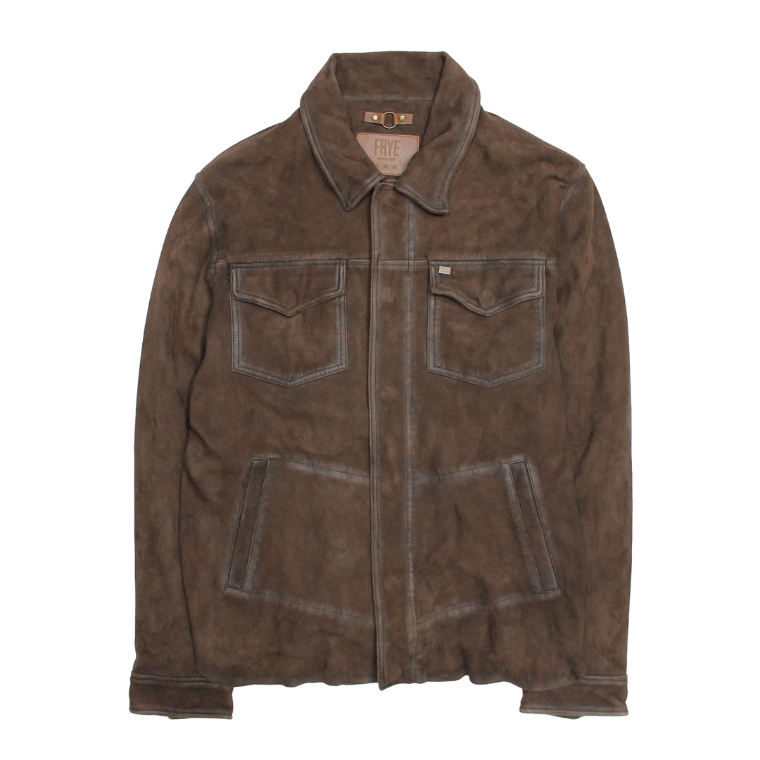 Frye Men’s Dark Brown Brody Suede Shacket / Dark brown