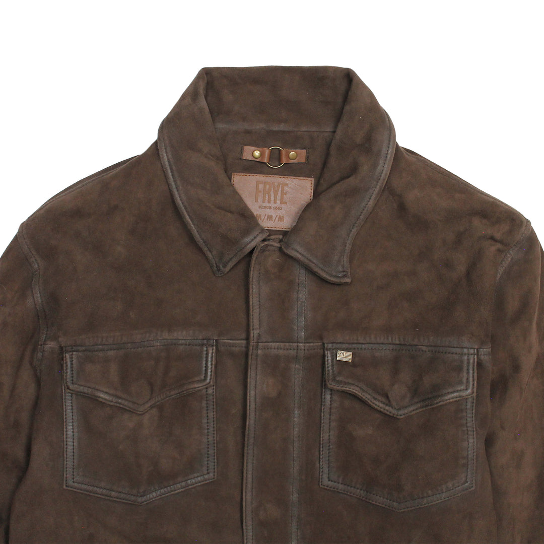 Frye Men’s Dark Brown Brody Suede Shacket / Dark brown