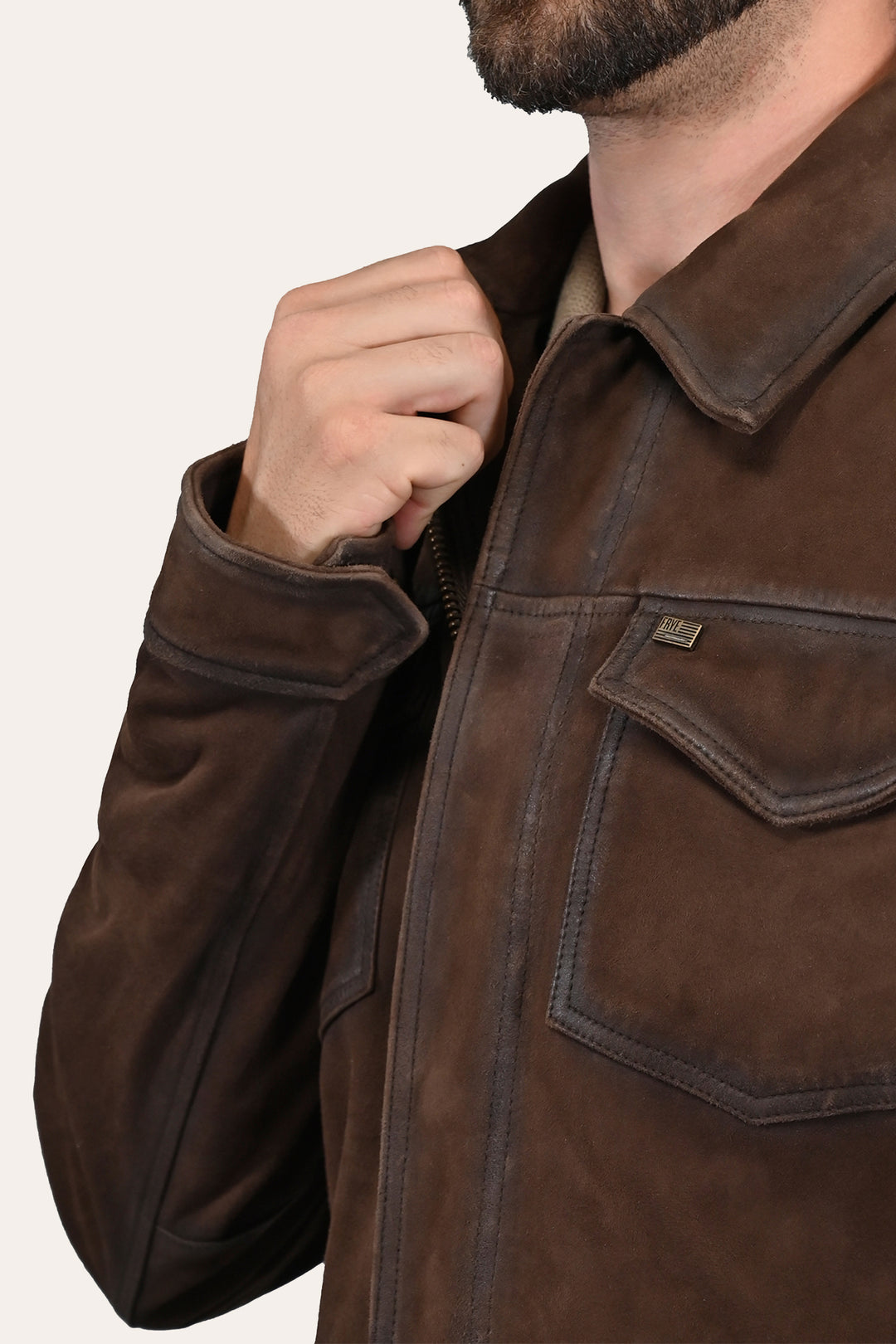 Frye Men’s Dark Brown Brody Suede Shacket / Dark brown