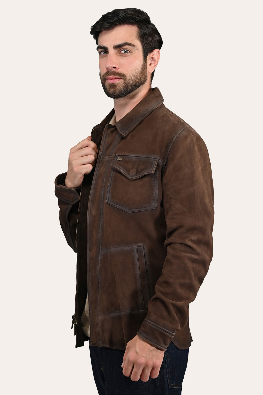Frye Men’s Dark Brown Brody Suede Shacket / Dark brown