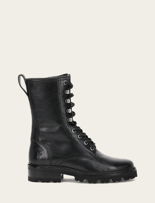 Frye Women's Black Olivia Combat Boots / Black