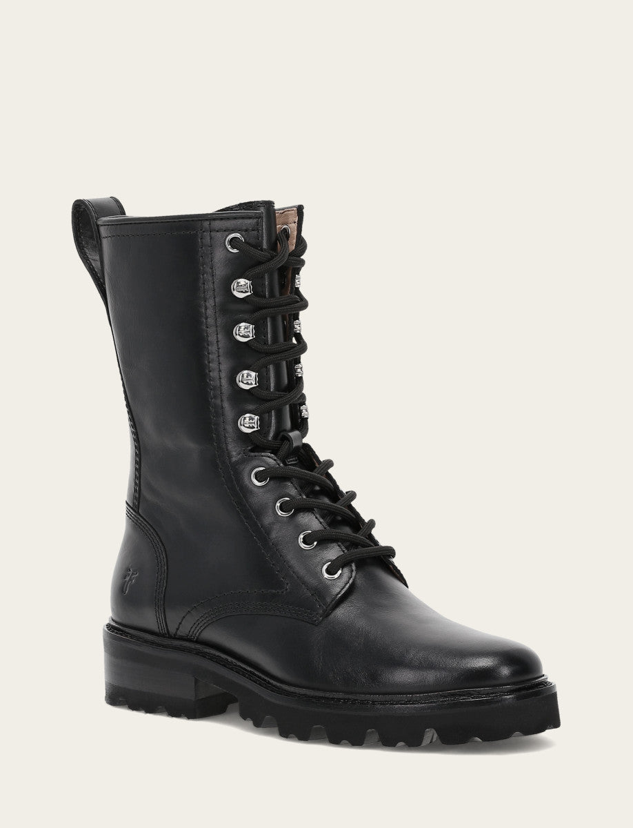 Frye Women's Black Olivia Combat Boots / Black
