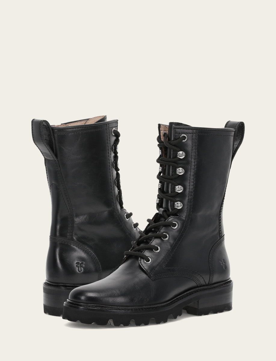 Frye Women's Black Olivia Combat Boots / Black