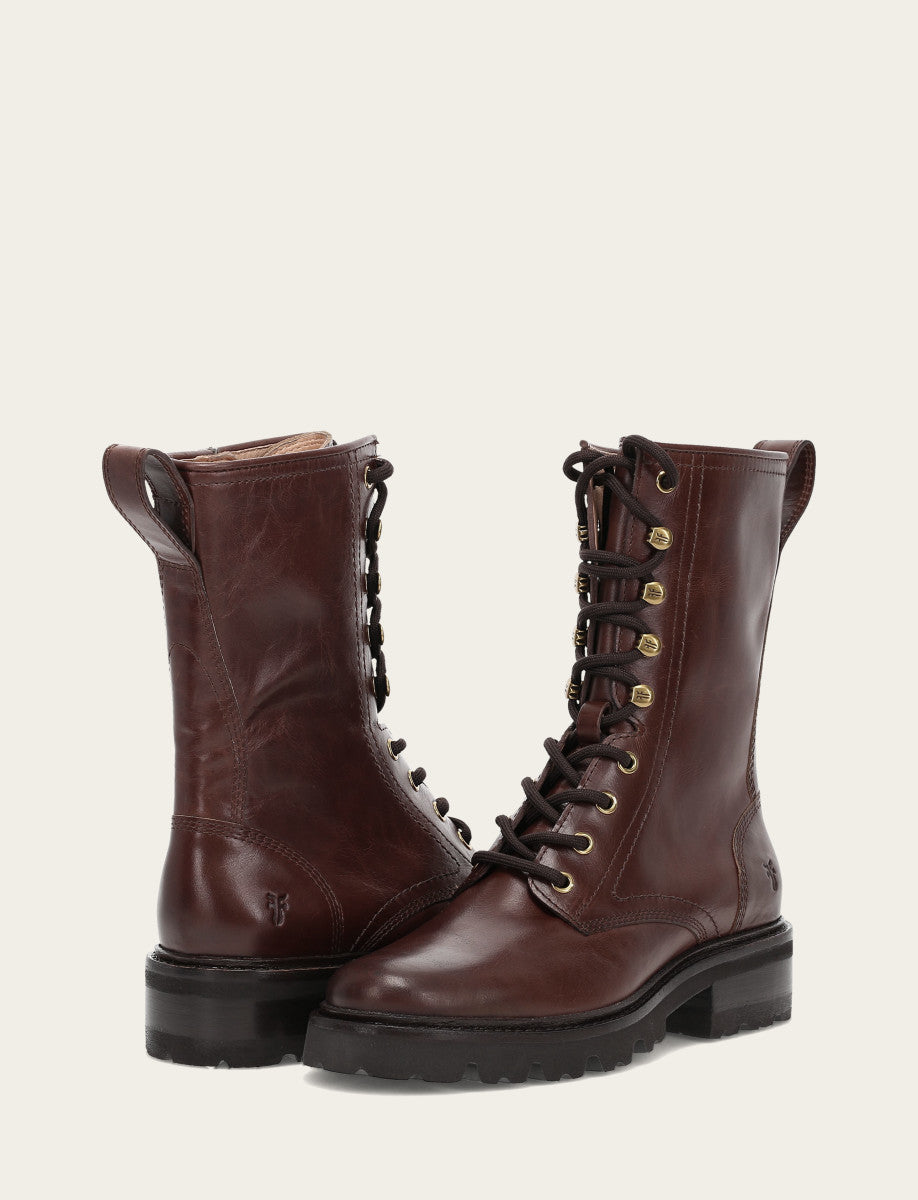 Frye Women's Bourbon Olivia Combat Boots / Bourbon